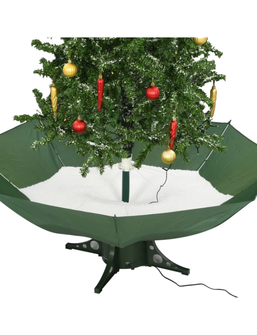 imagem de vidaXL Árvore de Natal com neve base formato guarda-chuva 190 cm verde8