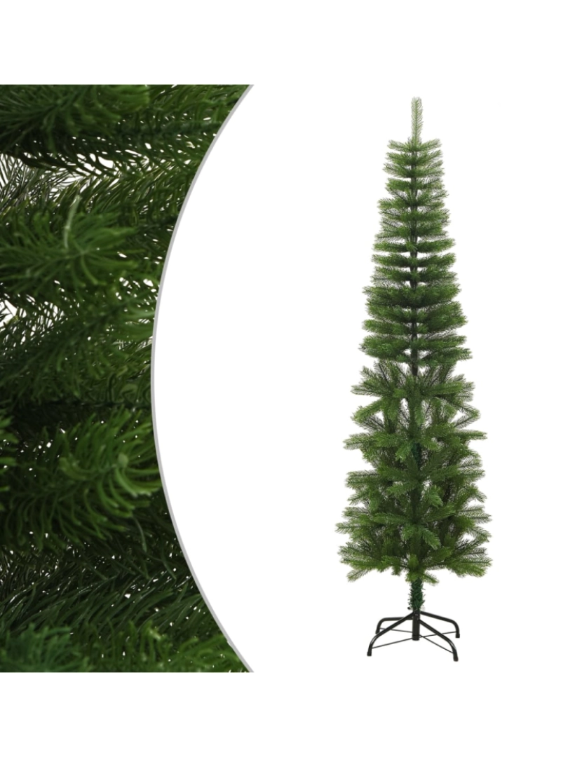 imagem de vidaXL Árvore de Natal artificial fina com suporte PE 180 cm2