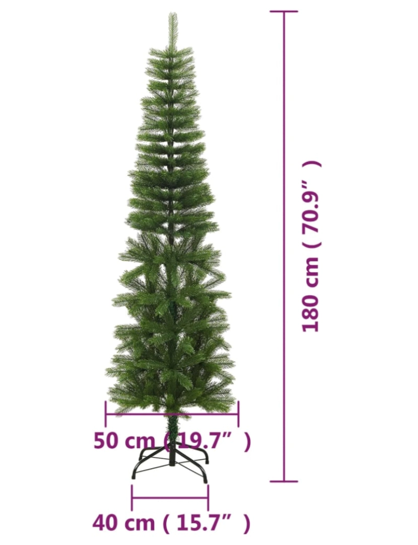 imagem de vidaXL Árvore de Natal artificial fina com suporte PE 180 cm8