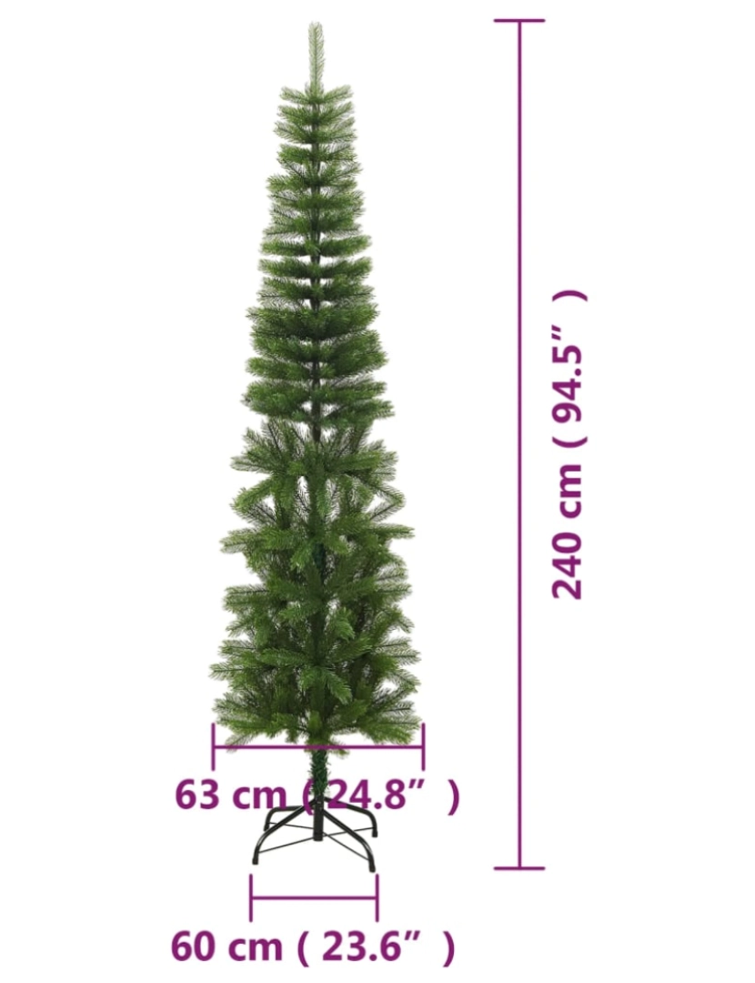 imagem de vidaXL Árvore de Natal artificial fina com suporte PE 240 cm8