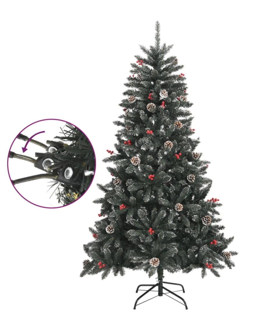 imagem de vidaXL Árvore de Natal artificial com suporte 150 cm PVC verde4