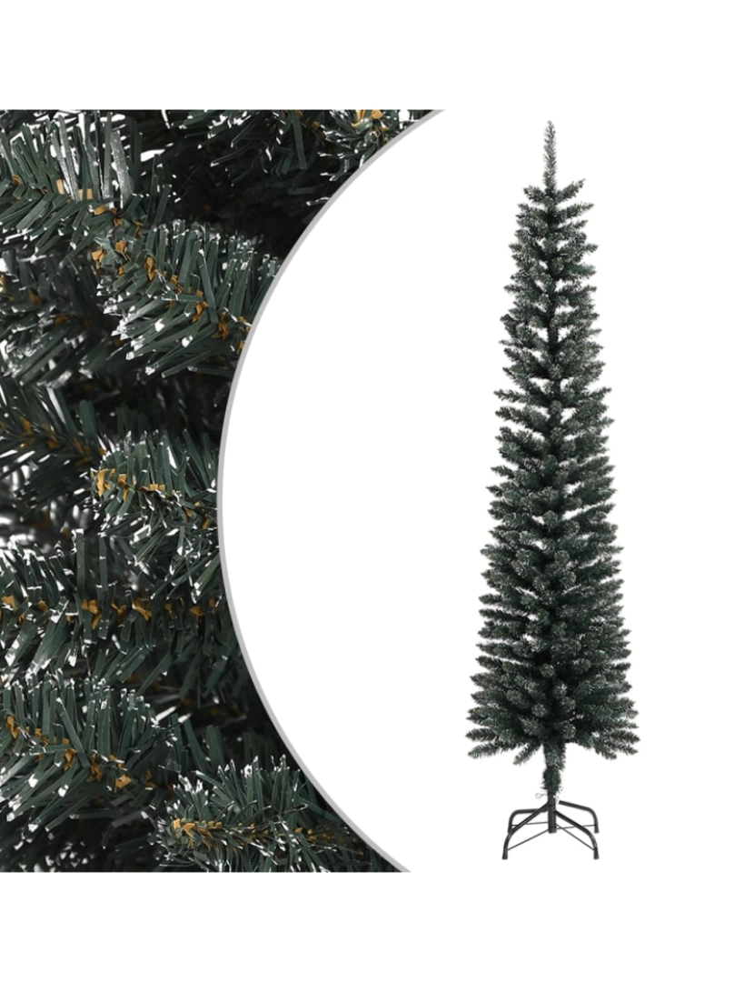 imagem de vidaXL Árvore de Natal artificial fina com suporte 240 cm PVC verde2