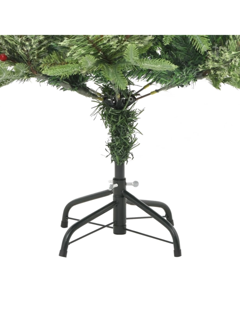 imagem de vidaXL Árvore de Natal com pinhas pré-iluminada 120 cm PVC e PE verde10