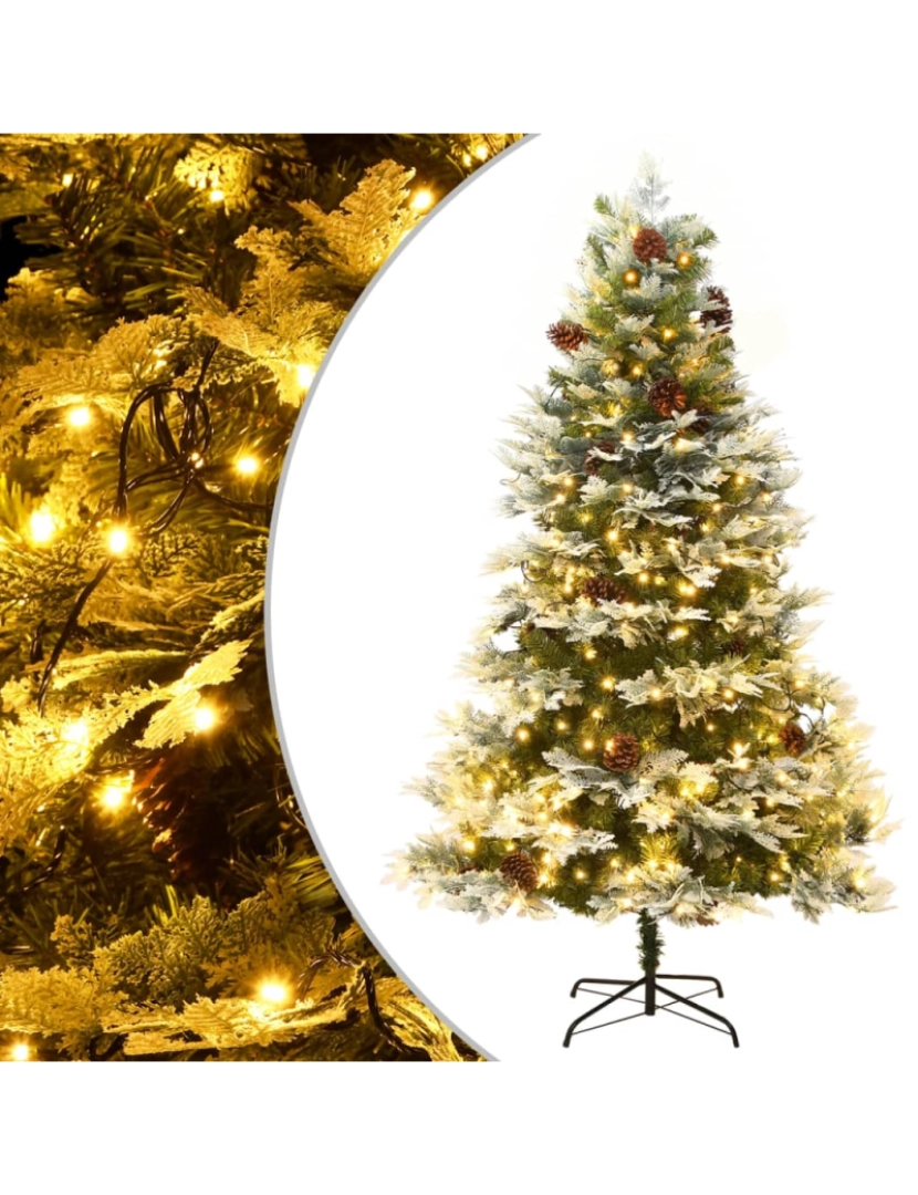 Vidaxl - vidaXL Árvore de Natal com pinhas pré-iluminada 225 cm PVC e PE verde