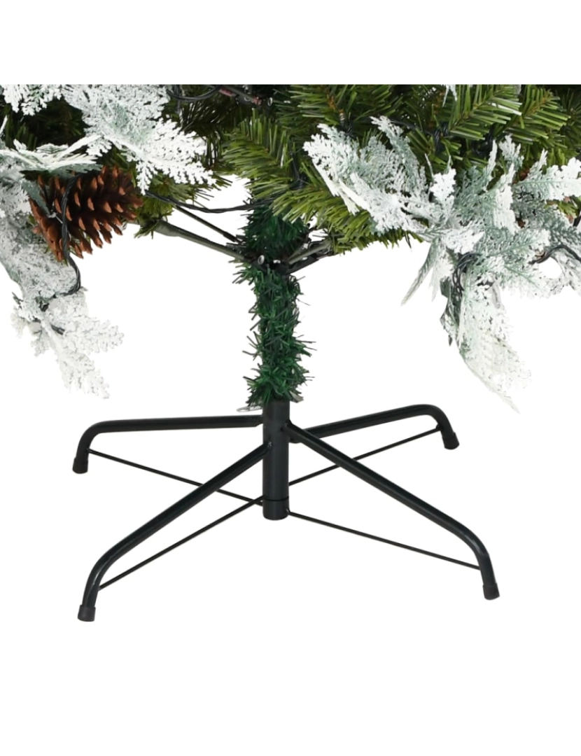 imagem de vidaXL Árvore de Natal com pinhas pré-iluminada 225 cm PVC e PE verde10