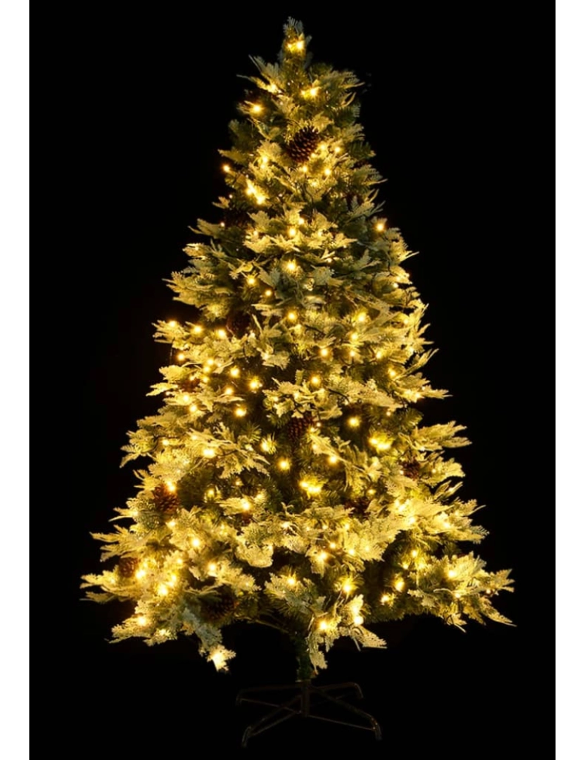 imagem de vidaXL Árvore de Natal com pinhas pré-iluminada 225 cm PVC e PE verde5