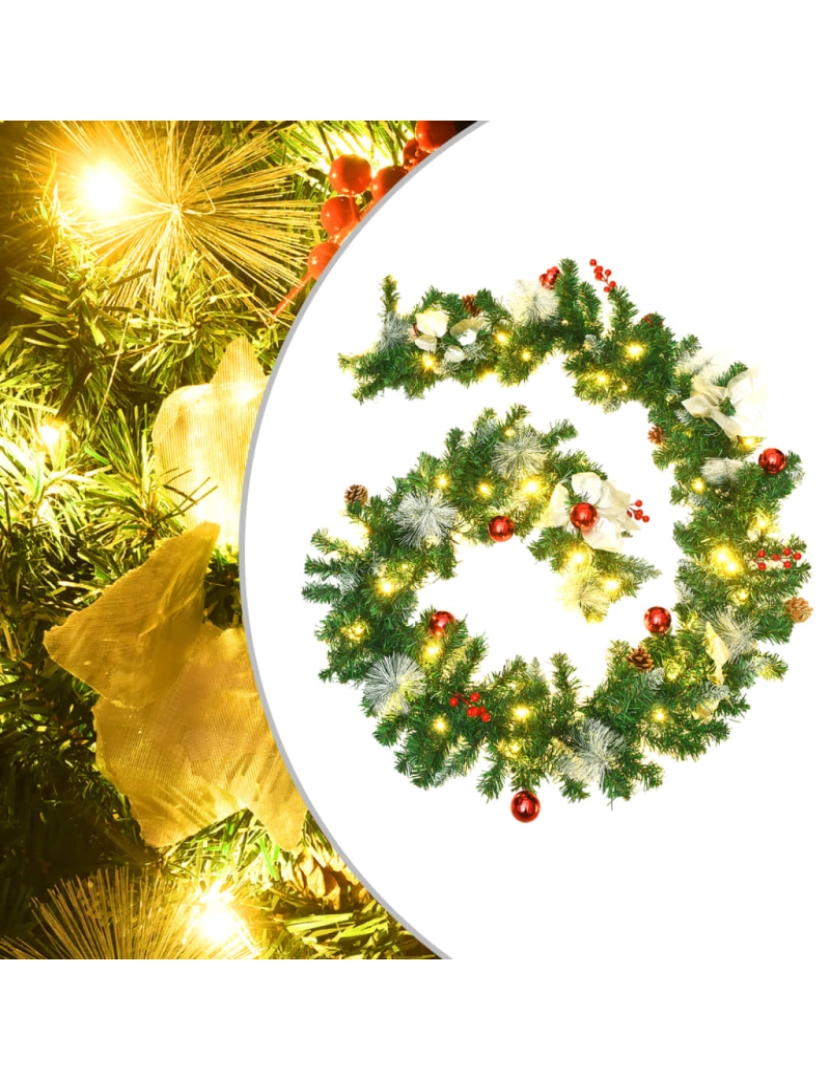 imagem de vidaXL Grinalda de Natal com luzes LED 2,7 m PVC verde2