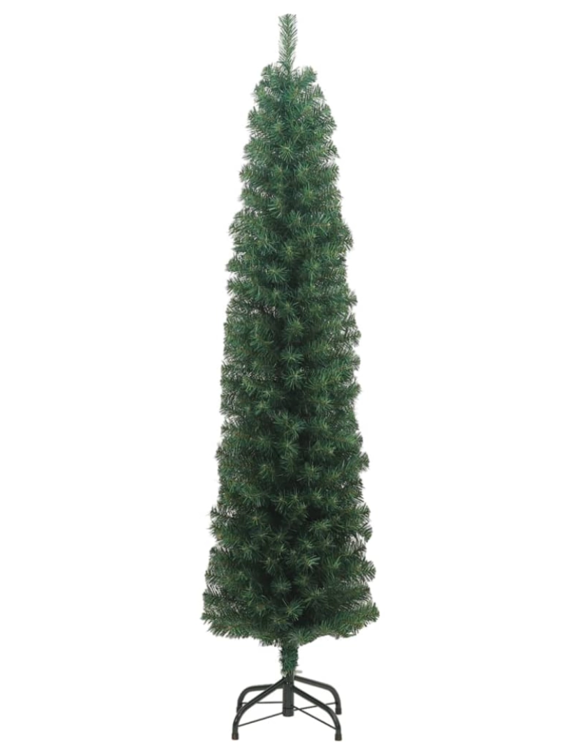 imagem de vidaXL Árvore de Natal artificial fina com suporte 180 cm PVC verde3