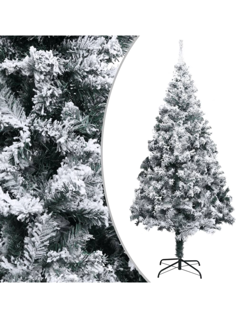 imagem de vidaXL Árvore de Natal artificial com flocos de neve 300 cm PVC verde2