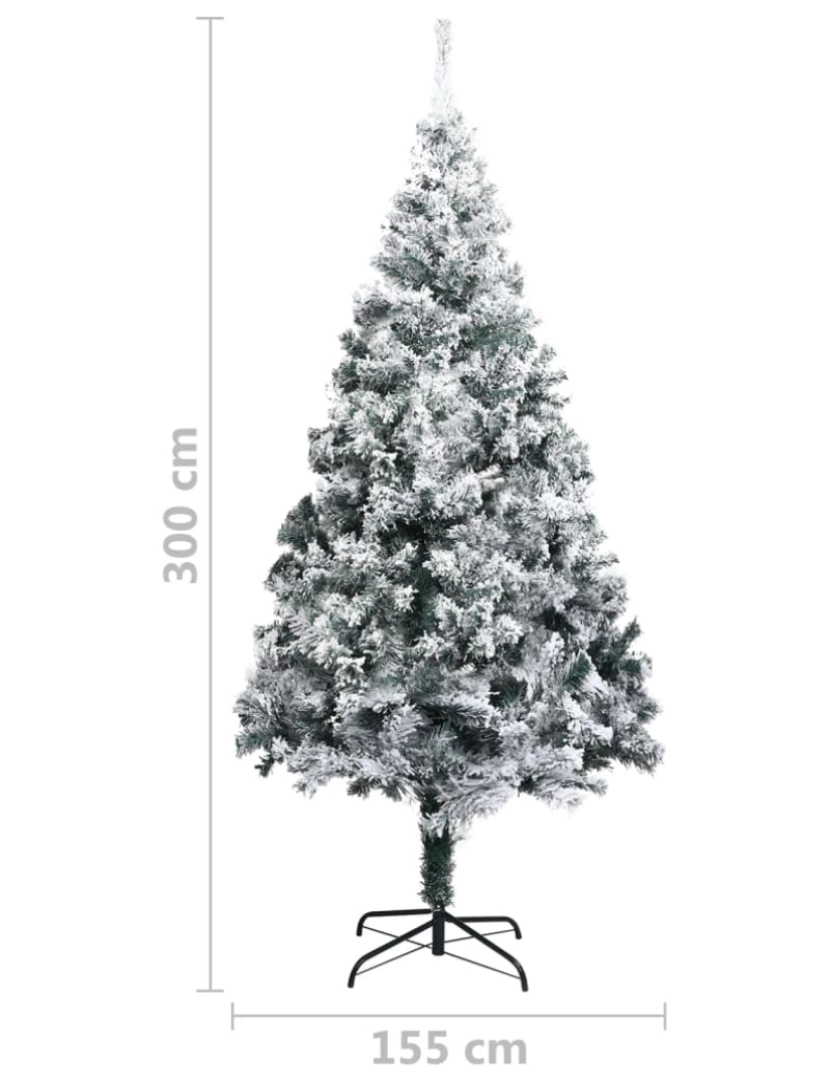 imagem de vidaXL Árvore de Natal artificial com flocos de neve 300 cm PVC verde9