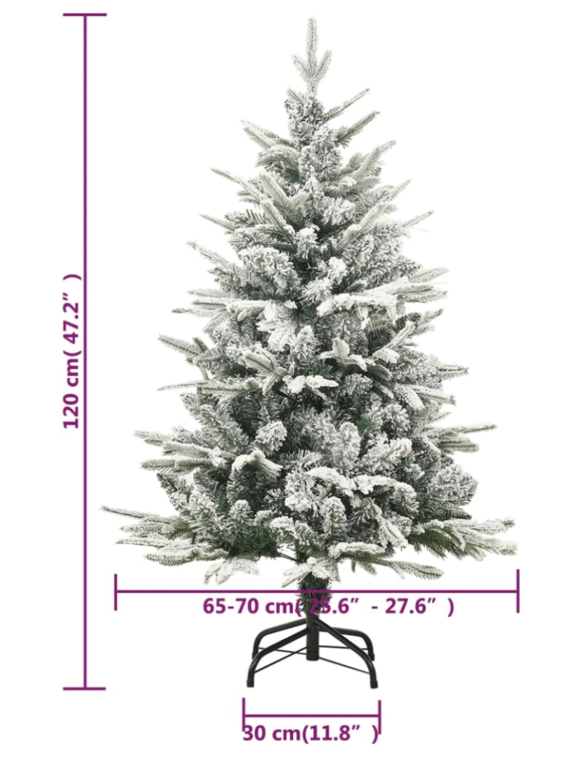 imagem de vidaXL Árvore de Natal artificial com neve 120 cm PVC & PE verde8