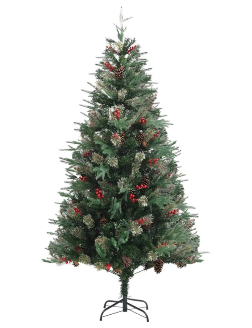 imagem de vidaXL Árvore de Natal com pinhas 195 cm PVC e PE verde3