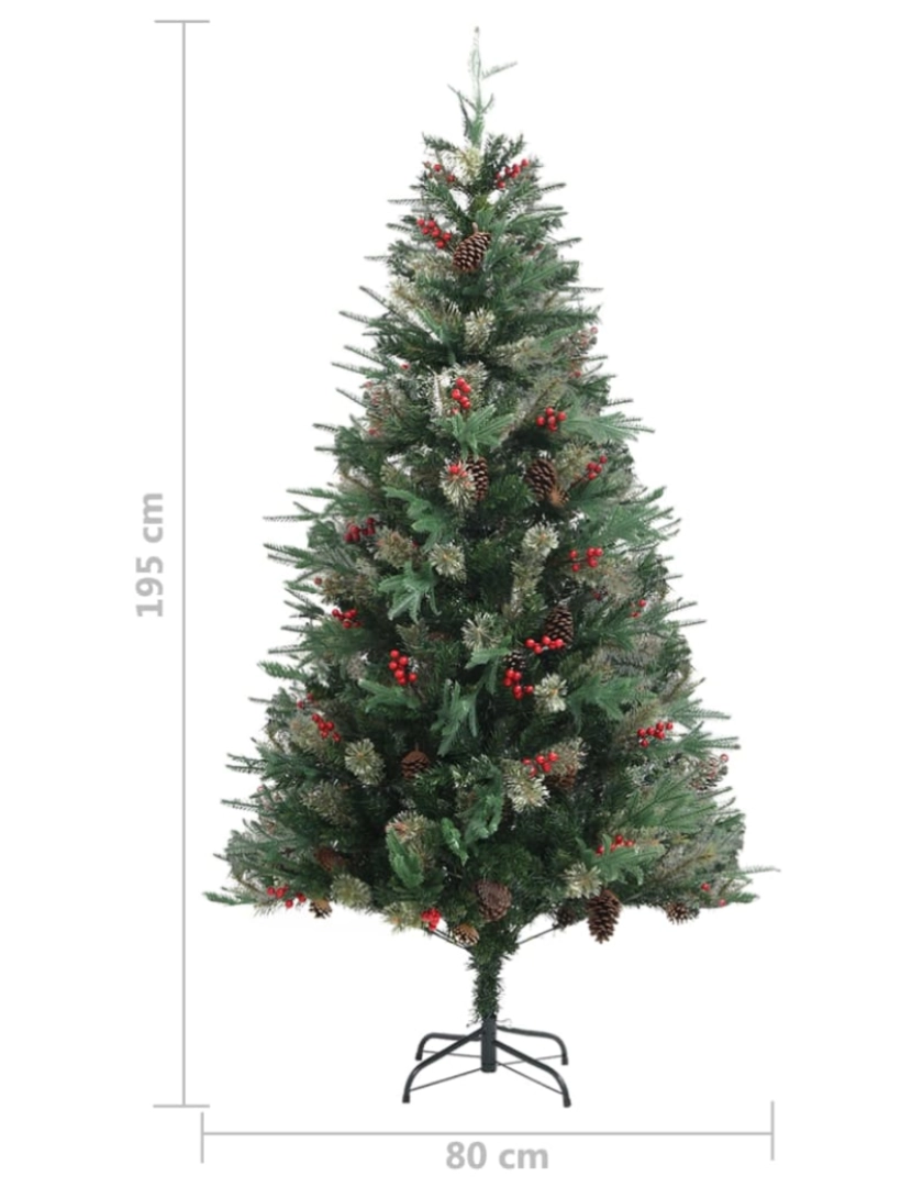 imagem de vidaXL Árvore de Natal com pinhas 195 cm PVC e PE verde7