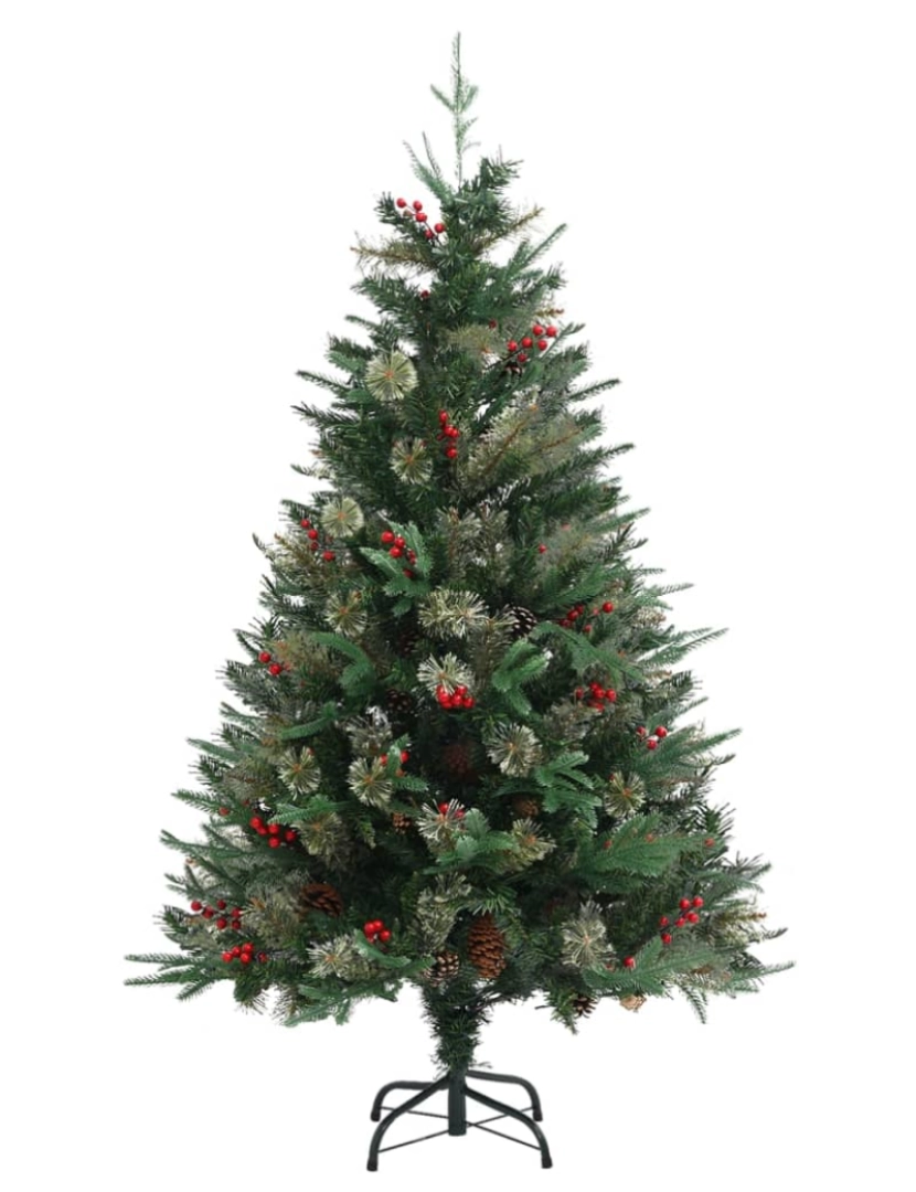 imagem de vidaXL Árvore de Natal com pinhas 120 cm PVC e PE verde3