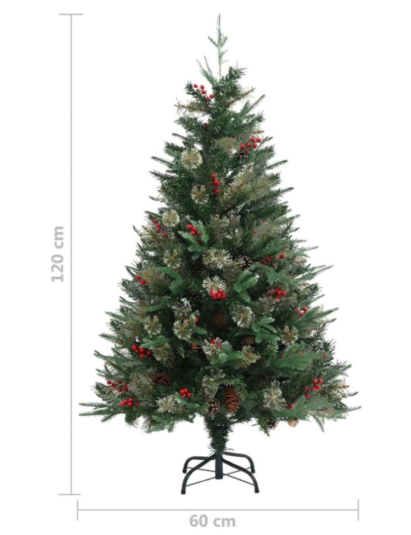 imagem de vidaXL Árvore de Natal com pinhas 120 cm PVC e PE verde7