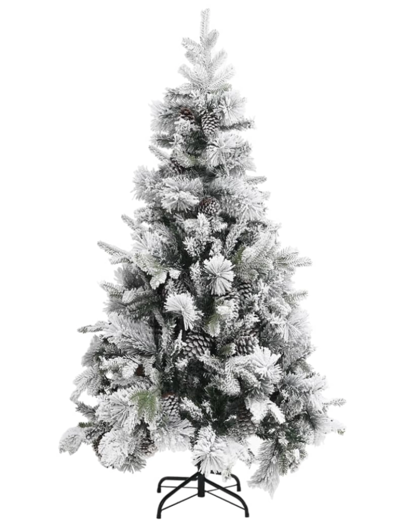 imagem de vidaXL Árvore de Natal c/ flocos de neve e pinhas 195 cm PVC e PE3