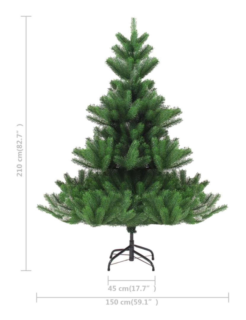 imagem de vidaXL Árvore de Natal artificial 210 cm abeto caucasiano verde8