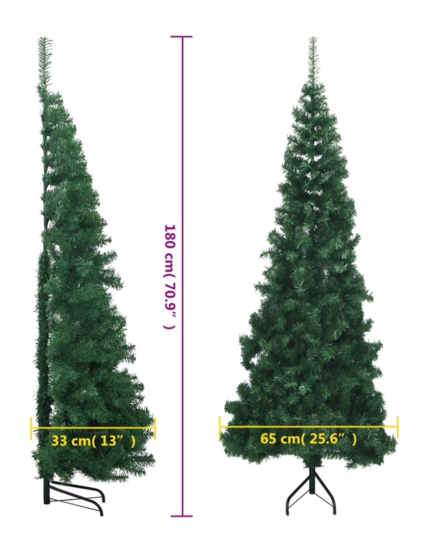 imagem de vidaXL Árvore de Natal artificial de canto 180 cm PVC verde9