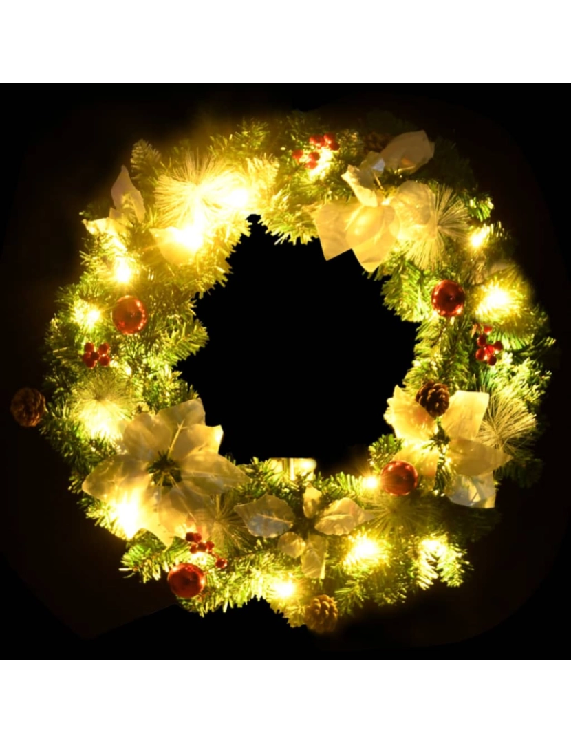 imagem de vidaXL Grinalda de Natal com luzes LED 60 cm PVC verde5