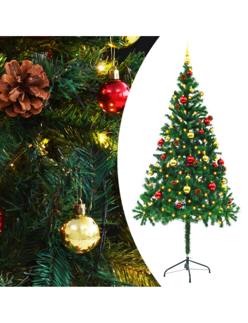 Vidaxl - vidaXL Árvore de Natal artificial pré-iluminada + enfeites 180cm verde