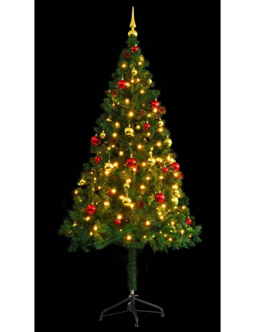 imagem de vidaXL Árvore de Natal artificial pré-iluminada + enfeites 180cm verde5