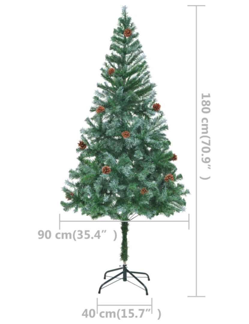 imagem de vidaXL Árvore Natal artificial pré-iluminada c/ bolas e pinhas 180 cm11