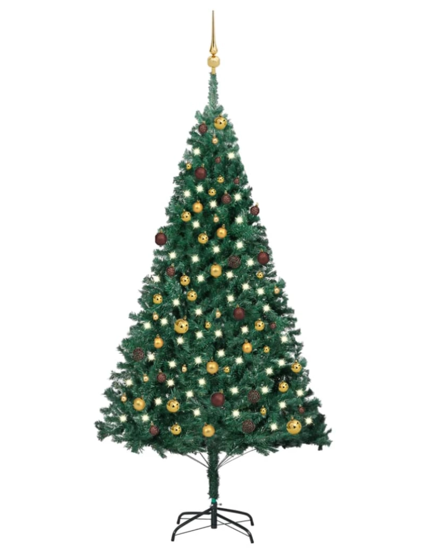 Vidaxl - vidaXL Árvore Natal artificial pré-iluminada c/ bolas 210 cm PVC verde