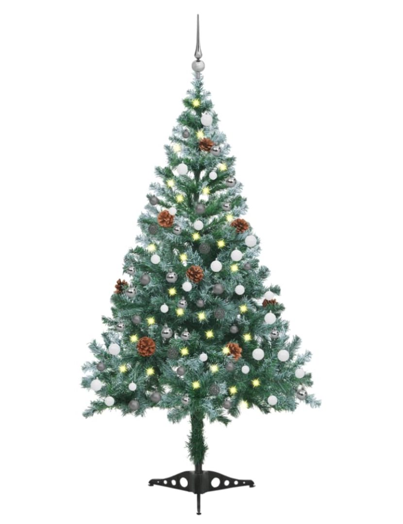 Vidaxl - vidaXL Árvore de Natal pré-iluminada geada c/ bolas e pinhas 150 cm