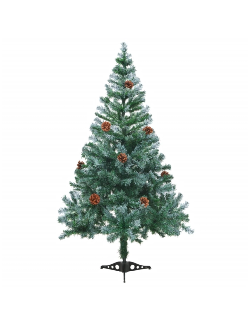 imagem de vidaXL Árvore de Natal pré-iluminada geada c/ bolas e pinhas 150 cm4