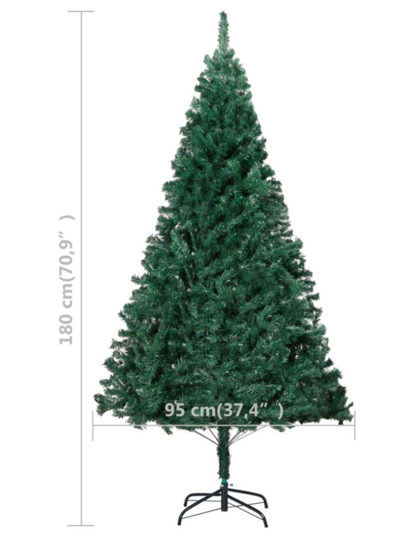 imagem de vidaXL Árvore Natal artificial pré-iluminada c/ bolas 180 cm PVC verde11