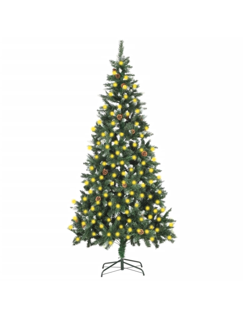 imagem de vidaXL Árvore de Natal artificial com pinhas pré-iluminada 210 cm1