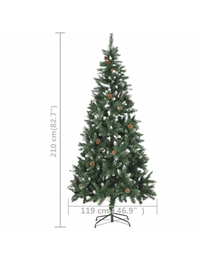 imagem de vidaXL Árvore de Natal artificial com pinhas pré-iluminada 210 cm10