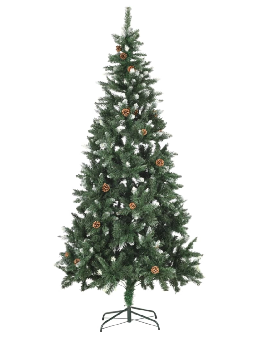 imagem de vidaXL Árvore de Natal artificial com pinhas pré-iluminada 210 cm4