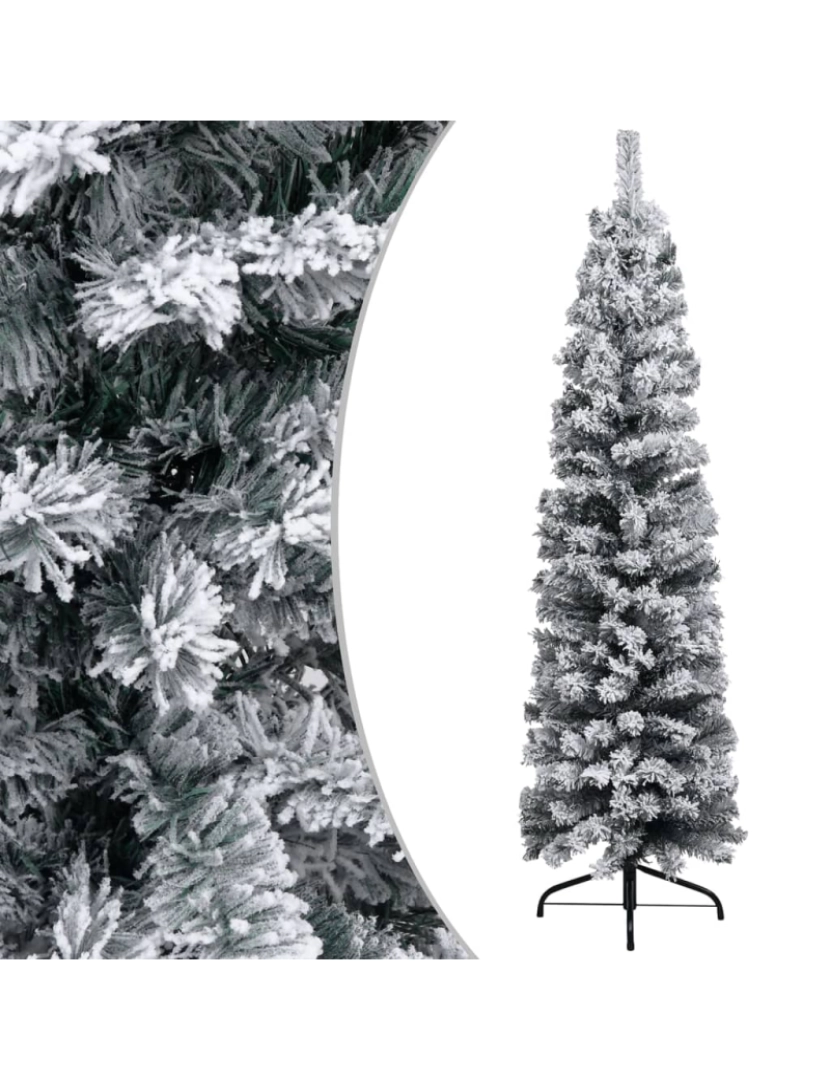 imagem de vidaXL Árvore Natal artificial fina pré-iluminada c/ bolas 240cm verde3