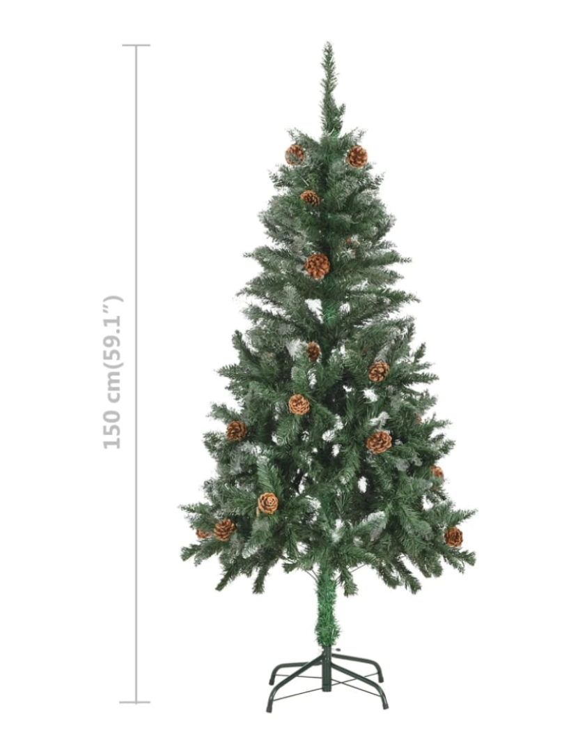 imagem de vidaXL Árvore Natal artificial pré-iluminada c/ bolas e pinhas 150 cm11