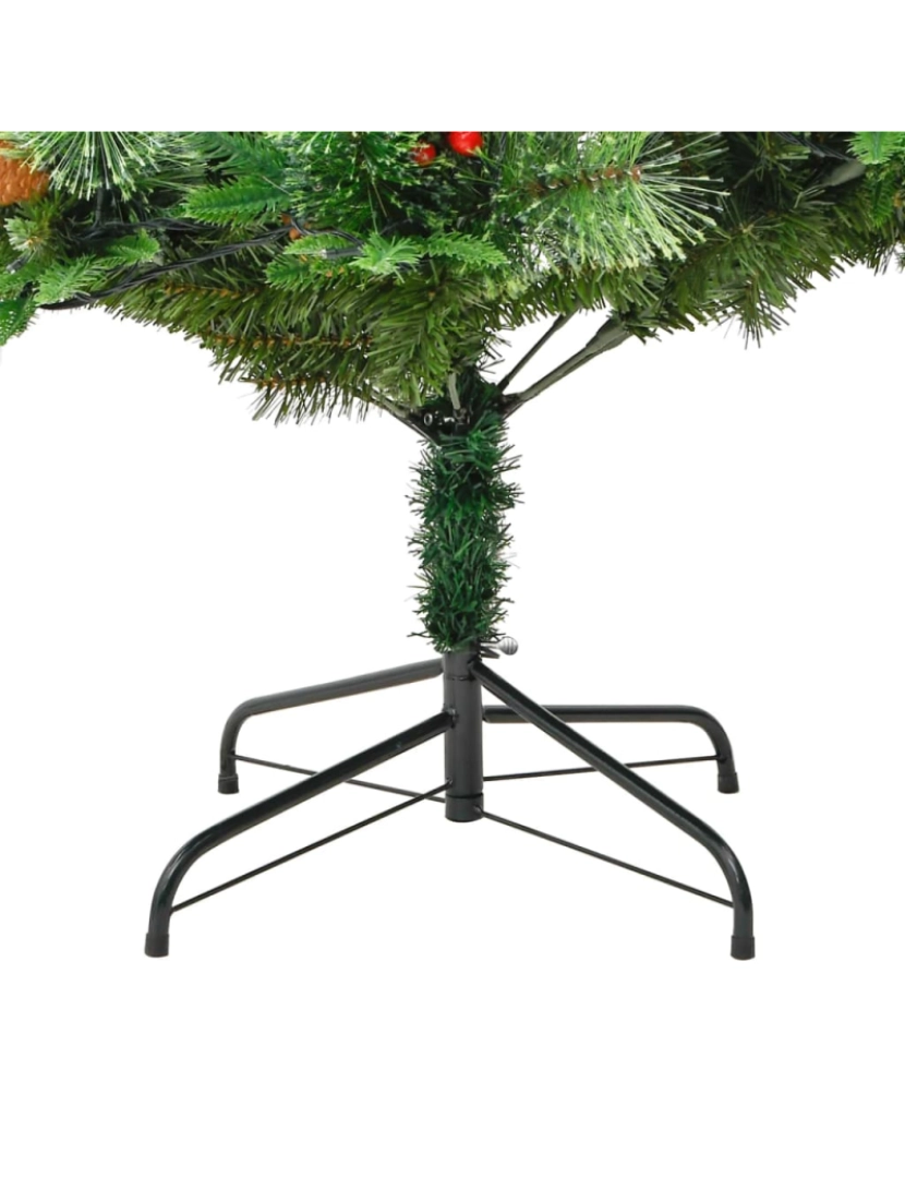 imagem de vidaXL Árvore de Natal com pinhas pré-iluminada 225 cm PVC e PE verde10