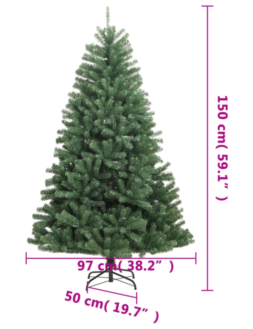 imagem de vidaXL Árvore de Natal artificial articulada com suporte 150 cm verde10