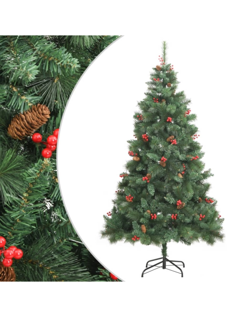 Vidaxl - vidaXL Árvore de Natal artificial articulada c/ pinhas e bagas 210 cm