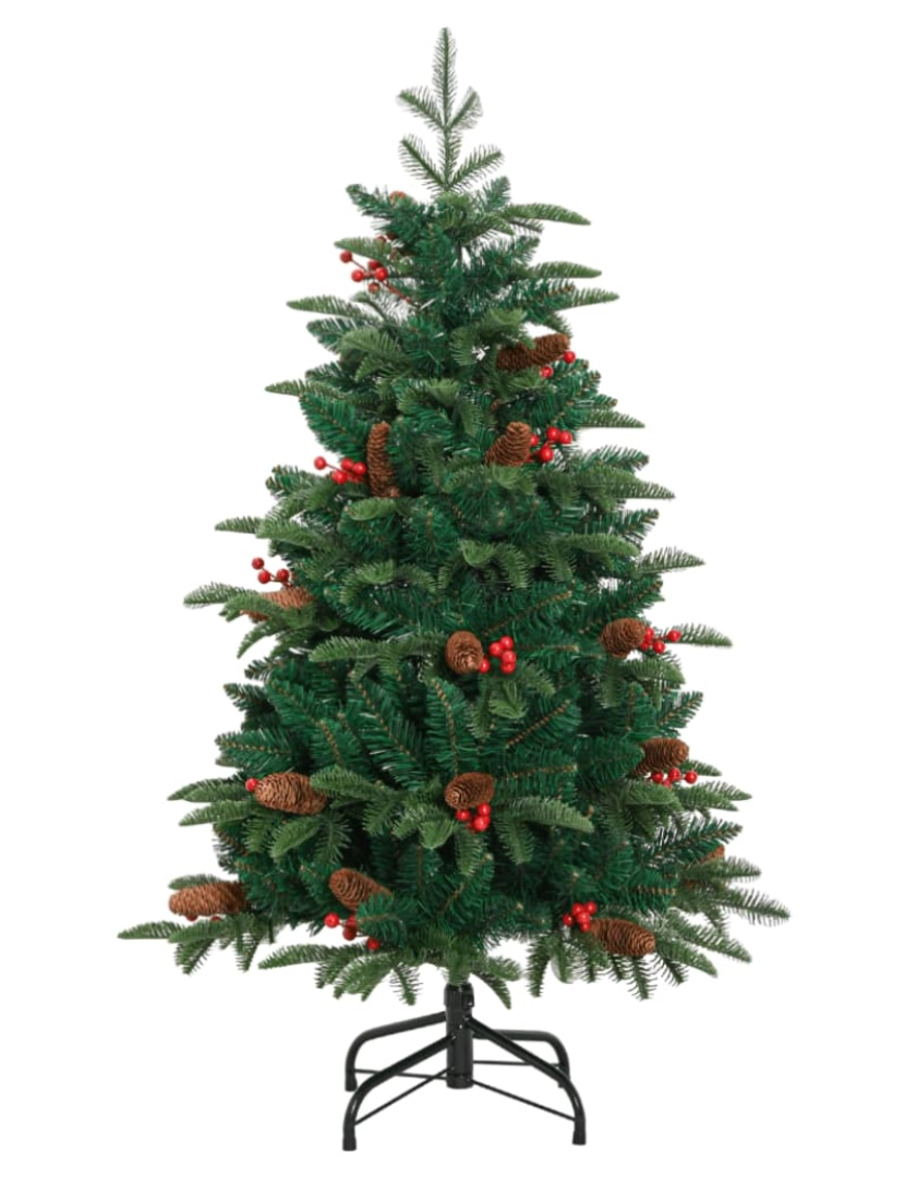 imagem de vidaXL Árvore de Natal artificial articulada c/ pinhas e bagas 150 cm3