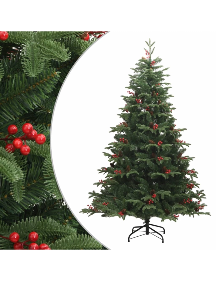 Vidaxl - vidaXL Árvore de Natal artificial articulada c/ pinhas e bagas 210 cm