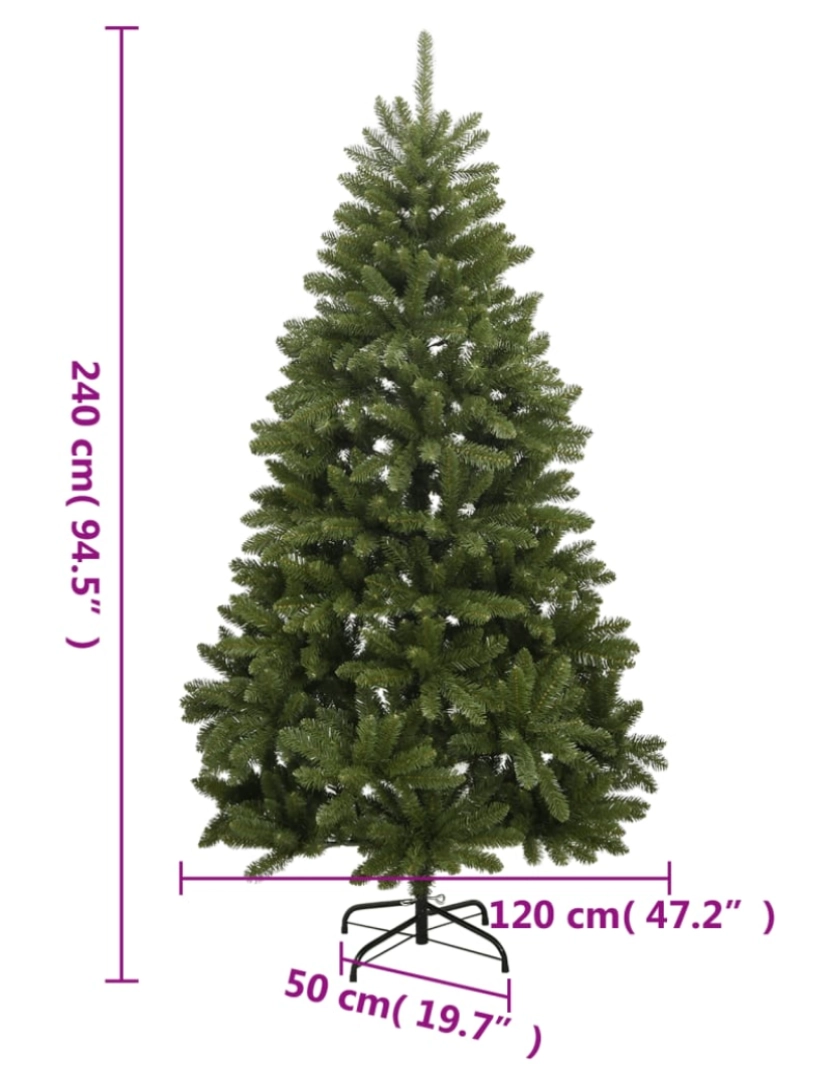 imagem de vidaXL Árvore de Natal artificial articulada com suporte 240 cm verde9