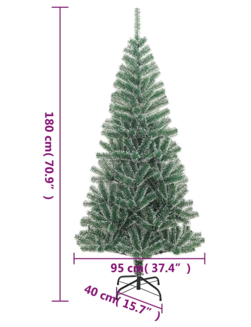 imagem de vidaXL Árvore de Natal artificial c/ flocos de neve 180 cm verde8