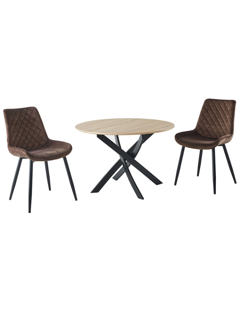 ADEC - MESA DE JANTAR FIXA REDONDA ZEN OAK / PRETO