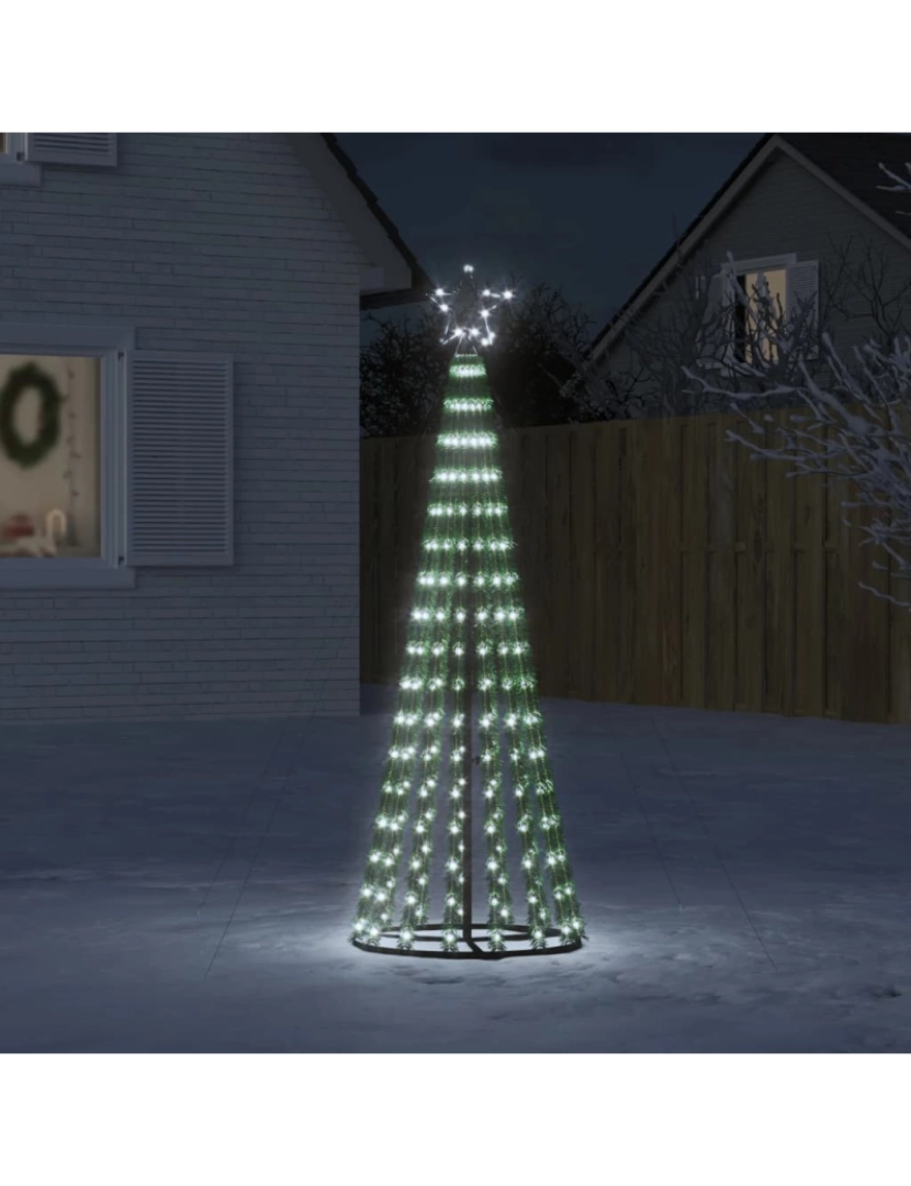 imagem de vidaXL Árvore de Natal luminosa em cone 275 LEDs 180 cm branco frio2