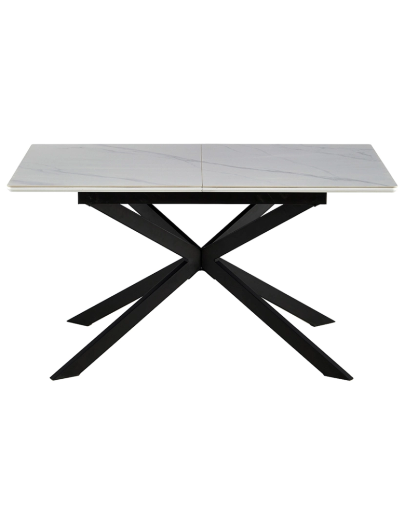 ADEC - MESA DE JANTAR EXTENSÍVEL IBIZA 140 - 180 X 80 CM CERÂMICA BRANCA / PRETA