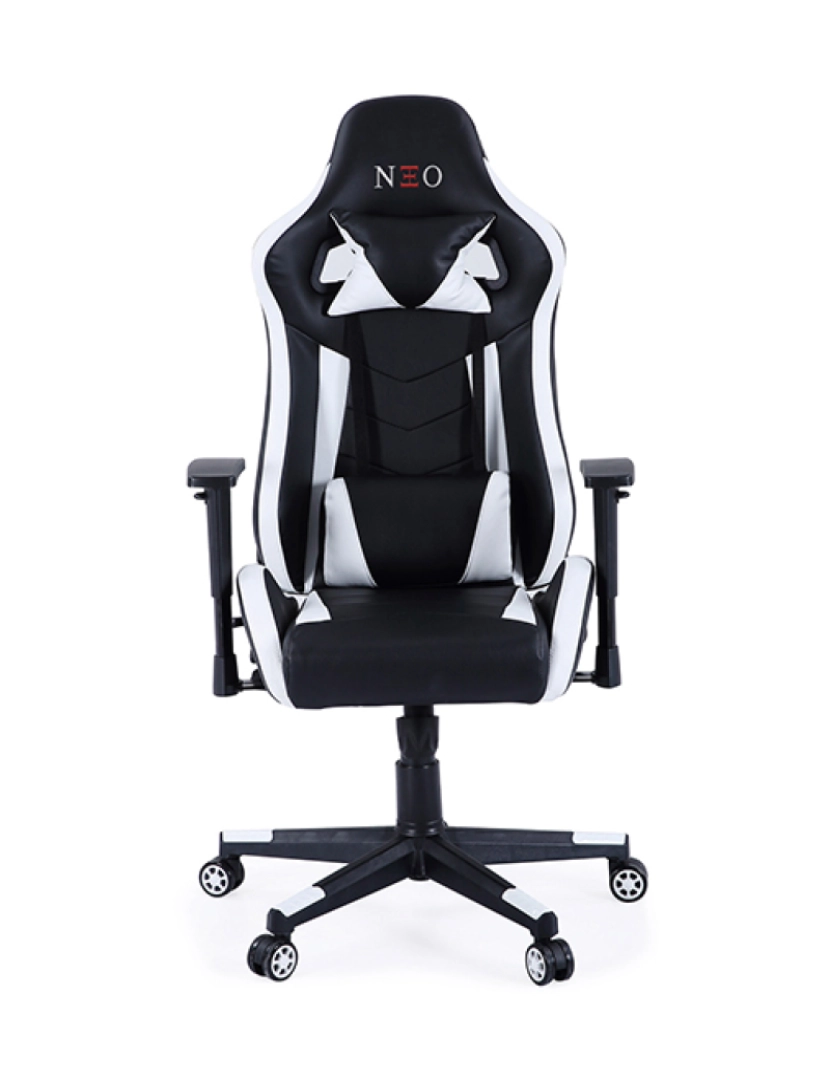 ADEC - POLTRONA GAMER NEO PRO GIRATÓRIA E RECLINÁVEL PRETA / BRANCA