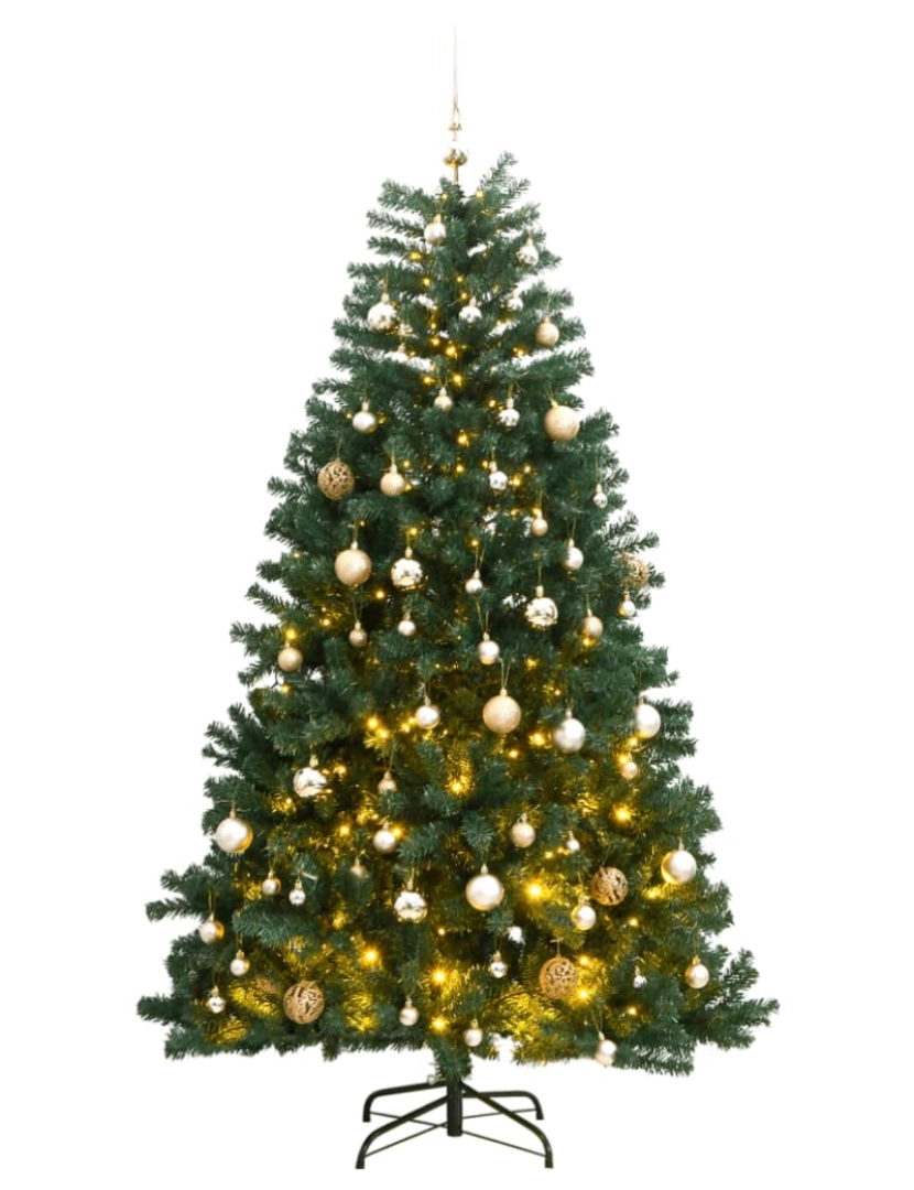 imagem de vidaXL Árvore Natal artificial articulada c/ 300 luzes LED+bolas 240cm2