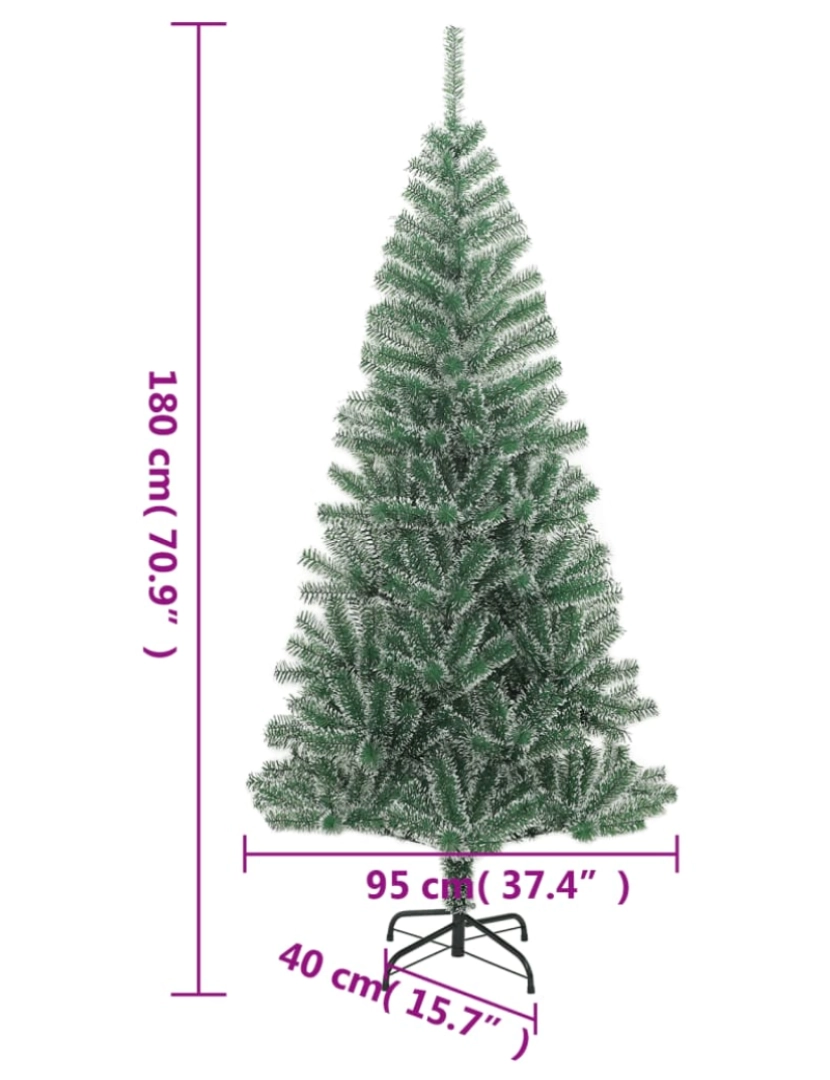 imagem de vidaXL Árvore Natal artificial c/ 300 luzes LED, bolas e neve 180 cm11