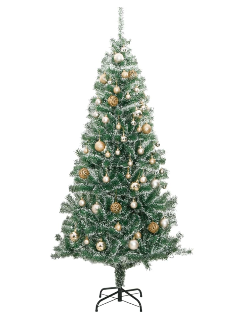 imagem de vidaXL Árvore Natal artificial c/ 300 luzes LED, bolas e neve 180 cm5