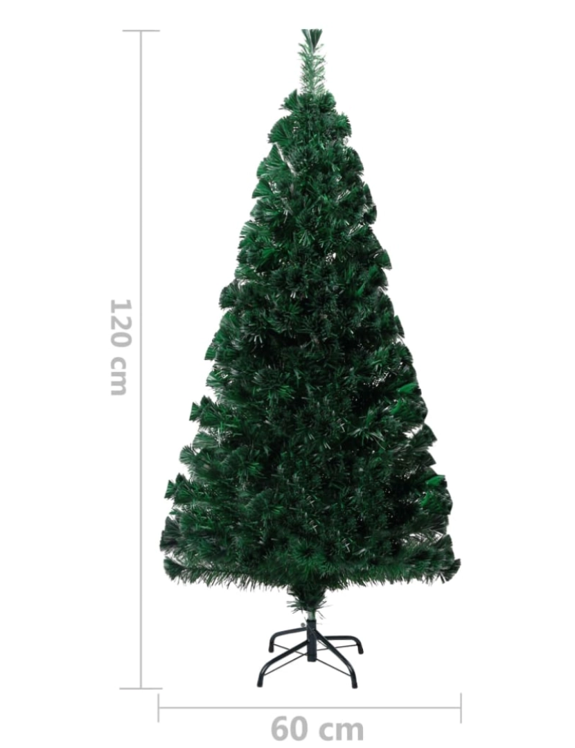 imagem de vidaXL Árvore de Natal artificial com suporte 120 cm fibra ótica verde11